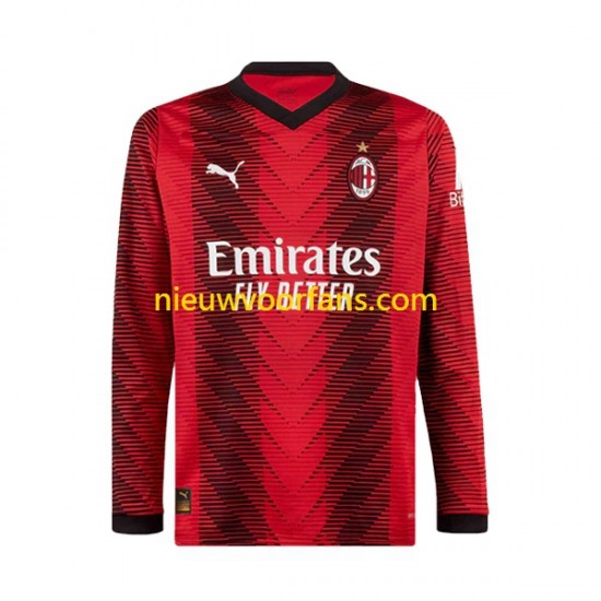 AC Milan Heren Shirt met Bedrukking Thuis 2023-2024 Lange Mouw