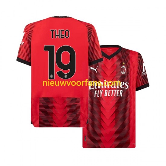 AC Milan Heren Shirt met Bedrukking Theo Hernandez 19 Thuis 2023-2024 Korte Mouw
