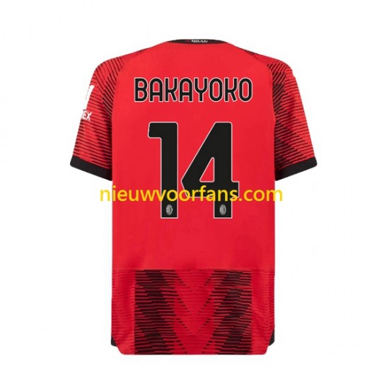 AC Milan Heren Shirt met Bedrukking Tiemoue Bakayoko 14 Thuis 2023-2024 Korte Mouw