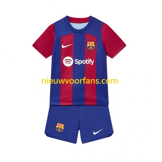 FC Barcelona Kind Shirt met Bedrukking Thuis 2023-2024 Korte Mouw