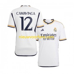 Real Madrid Heren Shirt met Bedrukking Camavinga 12 Thuis 2023-2024 Korte Mouw