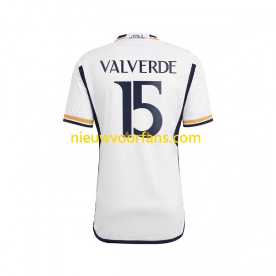 Real Madrid Heren Shirt met Bedrukking Federico Valverde 15 Thuis 2023-2024 Korte Mouw