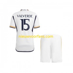 Real Madrid Kind Shirt met Bedrukking Federico Valverde 15 Thuis 2023-2024 Korte Mouw