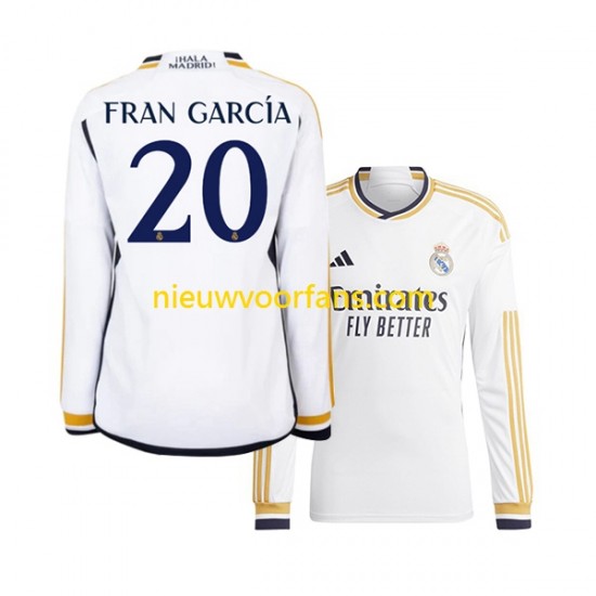 Real Madrid Heren Shirt met Bedrukking Fran Garcia 20 Thuis 2023-2024 Lange Mouw