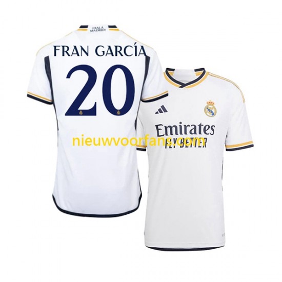 Real Madrid Heren Shirt met Bedrukking Fran Garcia 20 Thuis 2023-2024 Korte Mouw