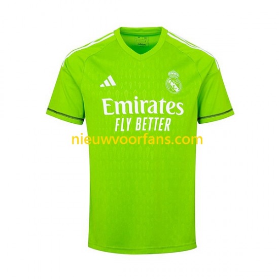 Real Madrid Heren Shirt met Bedrukking Doelman Thuis 2023-2024 Korte Mouw