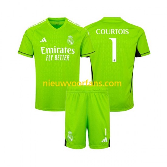 Real Madrid Kind Shirt met Bedrukking Doelman Thibaut Courtois 1 Thuis 2023-2024 Korte Mouw