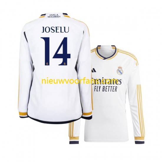 Real Madrid Heren Shirt met Bedrukking JOSELU 14 Thuis 2023-2024 Lange Mouw