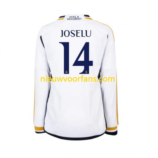 Real Madrid Heren Shirt met Bedrukking JOSELU 14 Thuis 2023-2024 Lange Mouw