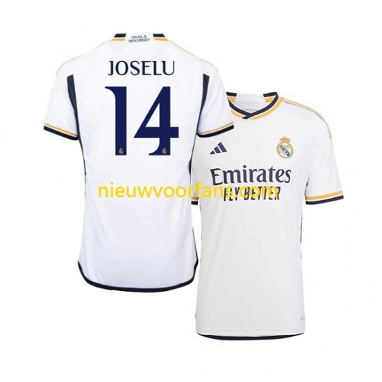 Real Madrid Heren Shirt met Bedrukking JOSELU 14 Thuis 2023-2024 Korte Mouw