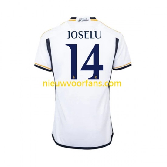 Real Madrid Heren Shirt met Bedrukking JOSELU 14 Thuis 2023-2024 Korte Mouw