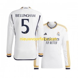 Real Madrid Heren Shirt met Bedrukking Jude Bellingham 5 Thuis 2023-2024 Lange Mouw