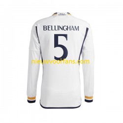 Real Madrid Heren Shirt met Bedrukking Jude Bellingham 5 Thuis 2023-2024 Lange Mouw