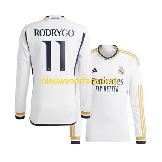 Real Madrid Heren Shirt met Bedrukking Rodrygo Goes 11 Thuis 2023-2024 Lange Mouw