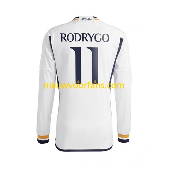 Real Madrid Heren Shirt met Bedrukking Rodrygo Goes 11 Thuis 2023-2024 Lange Mouw