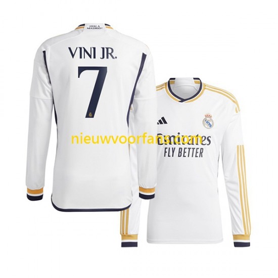 Real Madrid Heren Shirt met Bedrukking Vinicius Junior 7 Thuis 2023-2024 Lange Mouw