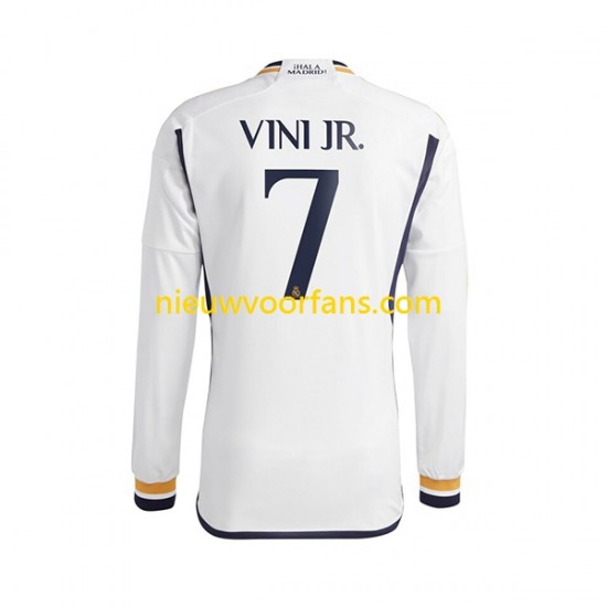 Real Madrid Heren Shirt met Bedrukking Vinicius Junior 7 Thuis 2023-2024 Lange Mouw