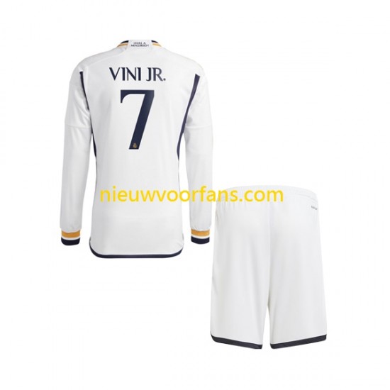 Real Madrid Kind Shirt met Bedrukking Vinicius Junior 7 Thuis 2023-2024 Lange Mouw