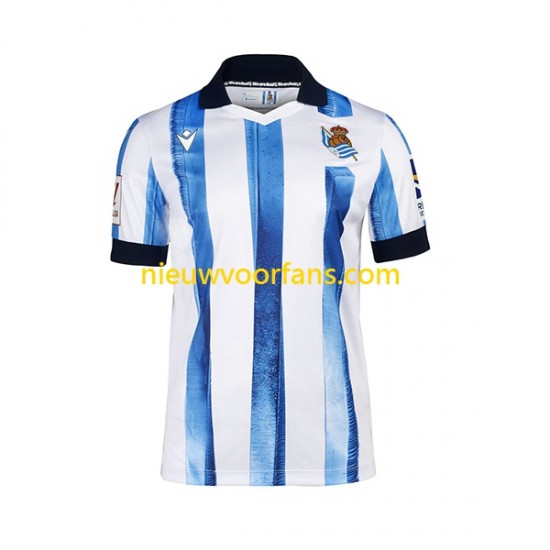 Real Sociedad Heren Shirt met Bedrukking Thuis 2023-2024 Korte Mouw