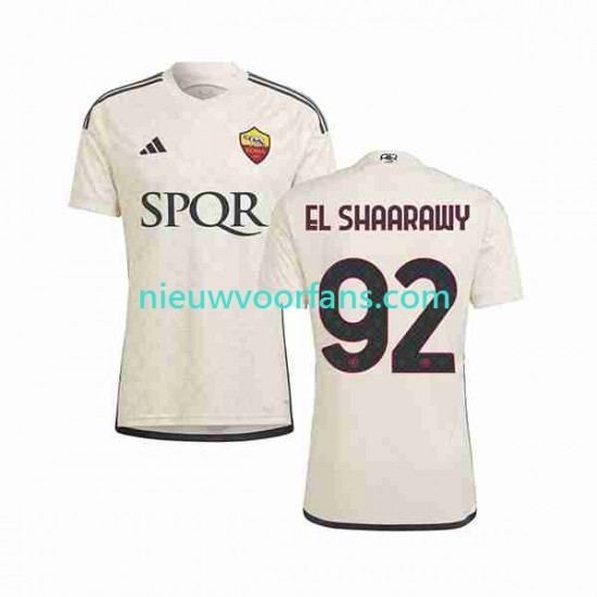AS Roma Heren Shirt met Bedrukking El Shaarawy 92 Uit 2023-2024 Korte Mouw