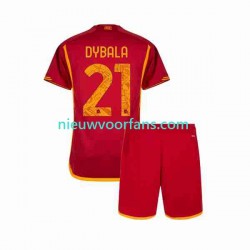 AS Roma Kind Shirt met Bedrukking Paulo Dybala 21 Thuis 2023-2024 Korte Mouw