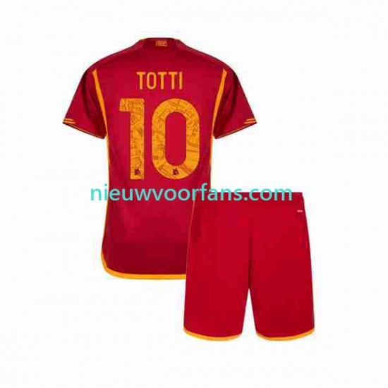 AS Roma Kind Shirt met Bedrukking Totti 10 Thuis 2023-2024 Korte Mouw