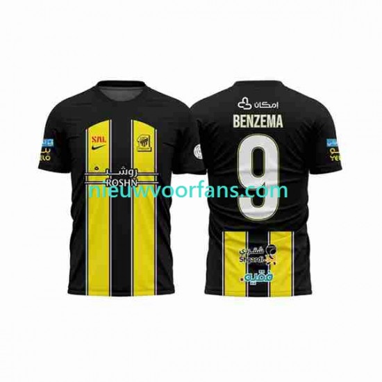 Heren Shirt met Bedrukking Al-Ittihad BENZEMA 9 Thuis 2023-2024 Korte Mouw
