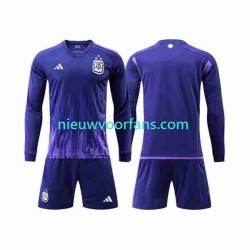 Argentinië Kind Shirt met Bedrukking 3 Stars Uit WK 2022 Lange Mouw