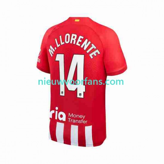 Atlético Madrid Heren Shirt met Bedrukking 2 Marcos Llorente 14 Thuis 2023-2024 Korte Mouw