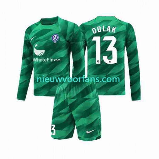 Atlético Madrid Kind Shirt met Bedrukking Doelman Jan Oblak 13 Uit 2023-2024 Lange Mouw
