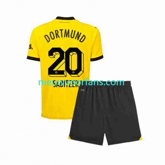 Borussia Dortmund Kind Shirt met Bedrukking Marcel Sabitzer 20 Thuis 2023-2024 Korte Mouw