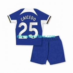 Chelsea Kind Shirt met Bedrukking Moises Caicedo 25 Thuis 2023-2024 Korte Mouw