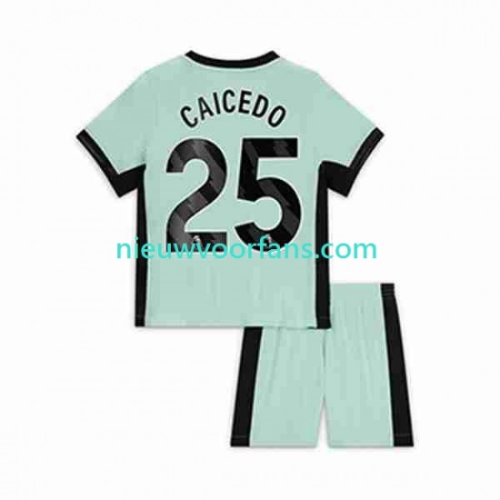 Chelsea Kind Shirt met Bedrukking Moises Caicedo 25 Derde 2023-2024 Korte Mouw