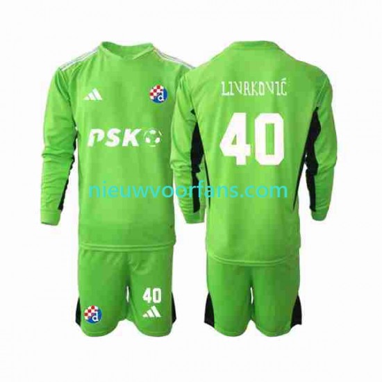 Dinamo Zagreb Kind Shirt met Bedrukking Doelman Livakovic 40 Thuis 2023-2024 Lange Mouw