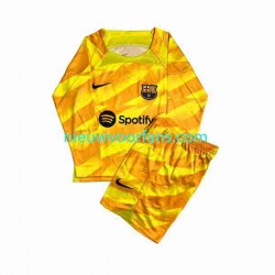 FC Barcelona Kind Shirt met Bedrukking Doelman Vierde 2023-2024 Lange Mouw