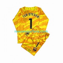 FC Barcelona Kind Shirt met Bedrukking Doelman Ter Stegen 1 Vierde 2023-2024 Lange Mouw