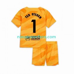 FC Barcelona Kind Shirt met Bedrukking Doelman Ter Stegen 1 Vierde 2023-2024 Korte Mouw