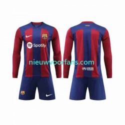 FC Barcelona Kind Shirt met Bedrukking Thuis 2023-2024 Lange Mouw