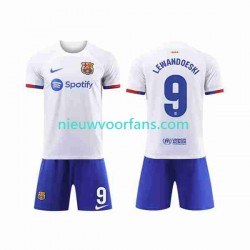 FC Barcelona Kind Shirt met Bedrukking LEWANDOWSKI 9 Uit 2023-2024 Korte Mouw