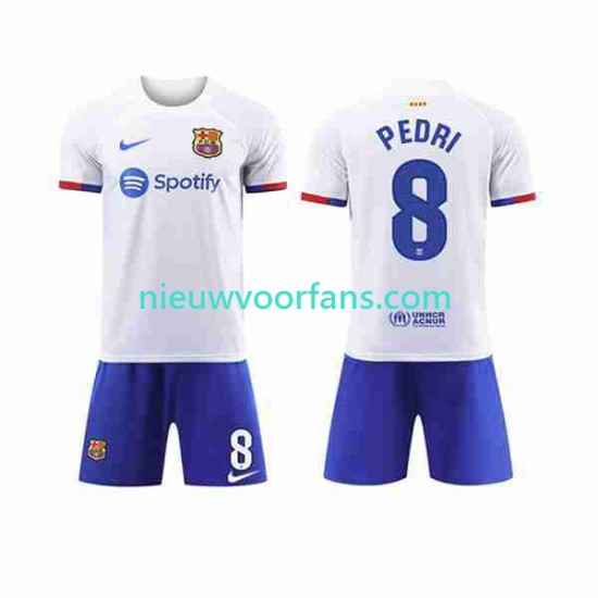 FC Barcelona Kind Shirt met Bedrukking Pedri 8 Uit 2023-2024 Korte Mouw
