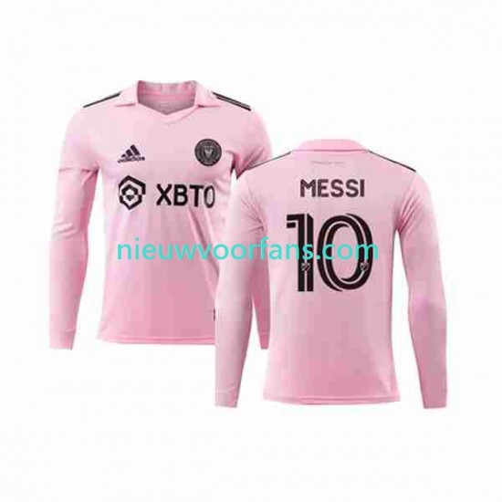 Inter Miami Heren Shirt met Bedrukking Lionel Messi 10 Thuis 2023-2024 Lange Mouw