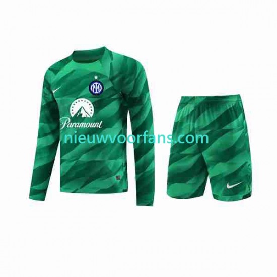 Inter Milan Kind Shirt met Bedrukking Doelman Uit 2023-2024 Lange Mouw