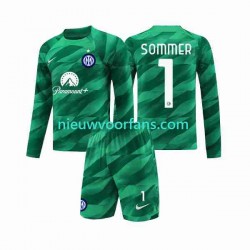 Inter Milan Kind Shirt met Bedrukking Doelman Sommer 1 Uit 2023-2024 Lange Mouw