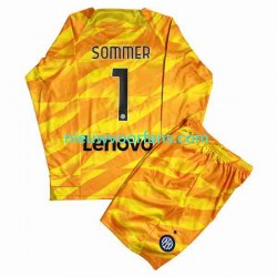 Inter Milan Kind Shirt met Bedrukking Doelman Sommer 1 Thuis 2023-2024 Lange Mouw