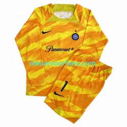 Inter Milan Kind Shirt met Bedrukking Doelman Sommer 1 Thuis 2023-2024 Lange Mouw