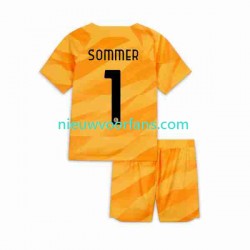 Inter Milan Kind Shirt met Bedrukking Doelman Sommer 1 Thuis 2023-2024 Korte Mouw