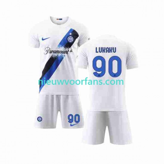 Inter Milan Kind Shirt met Bedrukking Lukaku 90 Uit 2023-2024 Korte Mouw