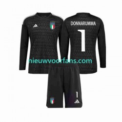 Italië Kind Shirt met Bedrukking Doelman Donnarumma 1 Uit 2023 Lange Mouw