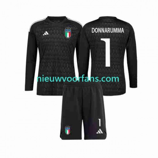 Italië Kind Shirt met Bedrukking Doelman Donnarumma 1 Uit 2023 Lange Mouw