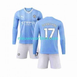 Manchester City Kind Shirt met Bedrukking Kevin De Bruyne 17 Thuis 2023-2024 Lange Mouw